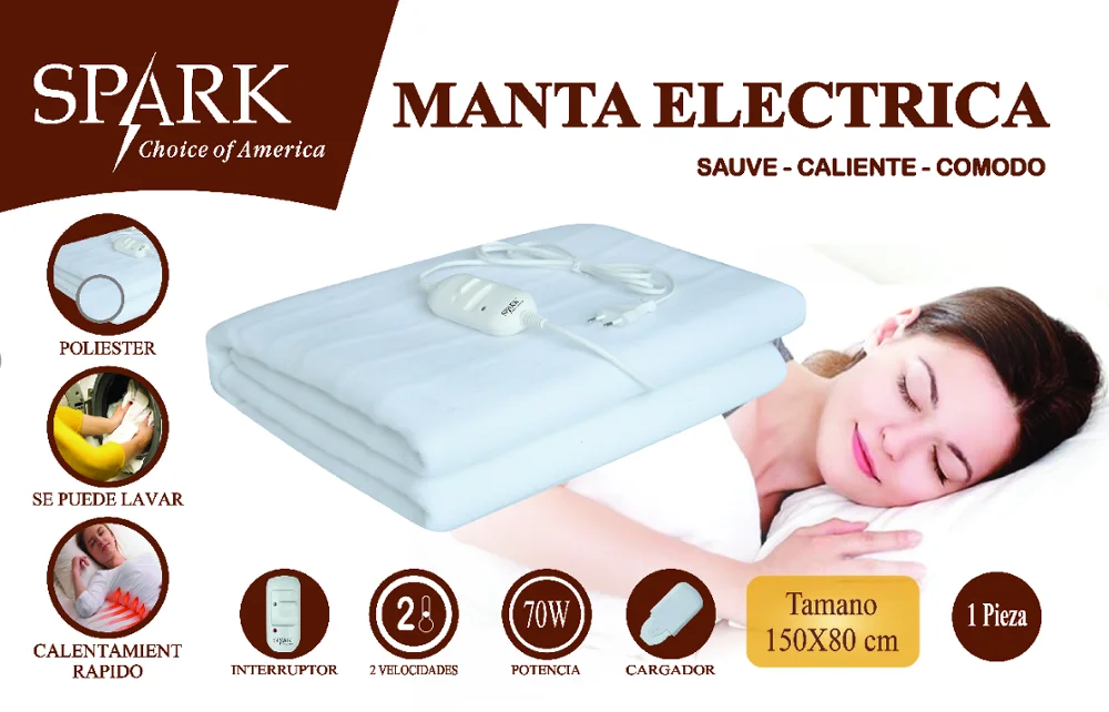 MANTA ELÉCTRICA INDIVIDUAL 150*80CM 70W