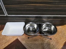 Bowl Stainless-Steel Feeding-Feeder Water-Dish-Accessories Cat-Puppy Travel Double Pet-Dog