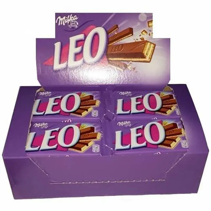 Milka Leo 33 grams 32 units 4 bars milk chocolate.
