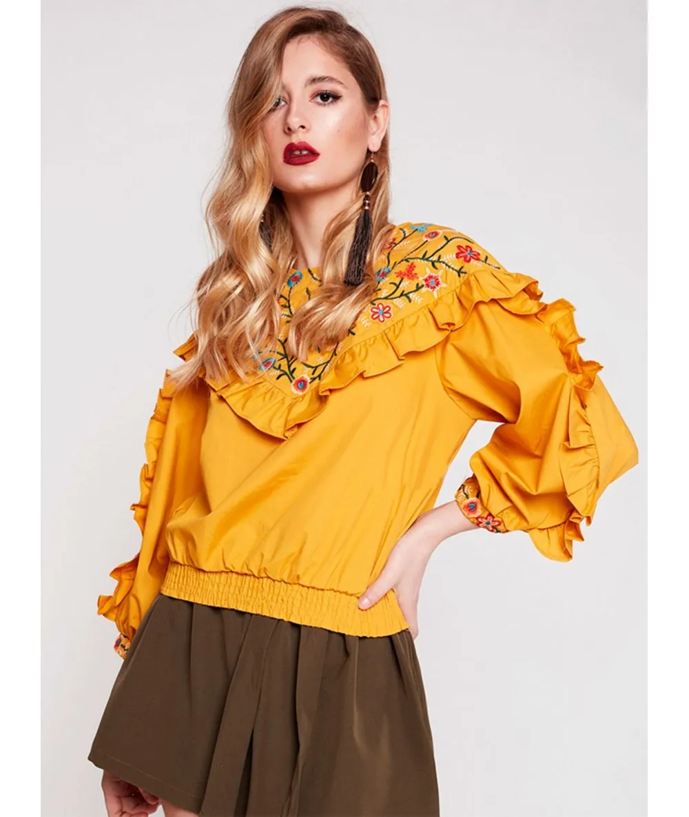 BLOUSE WITH HATS And wheels steering woman blouse short sleeve woman blouse Women woman Vogue 2019 mustard shirt women blouses