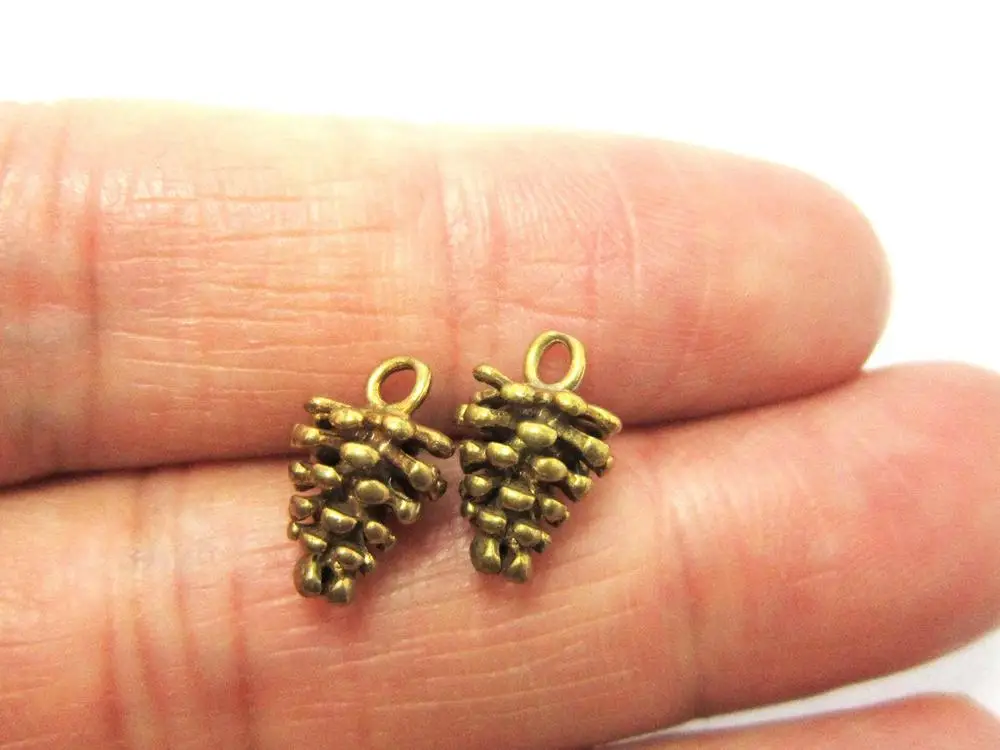 Brass pine cone charms 11.6x7.5mm 3D pendant Earrings charm findings -2pcs R849 | Украшения и аксессуары