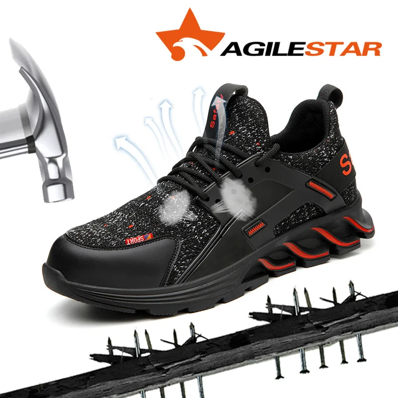 

Work Shoes Men Steel Toe Shoes Shock Absorption Safey Boots Anti Smashing Outdoor Sneaks Puncture Proof Big size 36-48