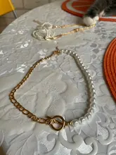 2021 nuevo de moda barroco Collar con cadena de perlas mujeres Collar Punk, cierre de palanca círculo Lariat grano gargantilla collares joyería