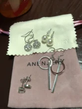 ANENJERY 925 de plata esterlina de la joyería de DIY 1 par pequeño CZ inicial aretes de botón con letras para las mujeres nombre pendientes S-E868
