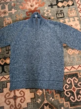 Suéter grueso de lana para hombre, Jersey cálido de cuello alto con media cremallera, suéteres de lana de punto ajustados para invierno