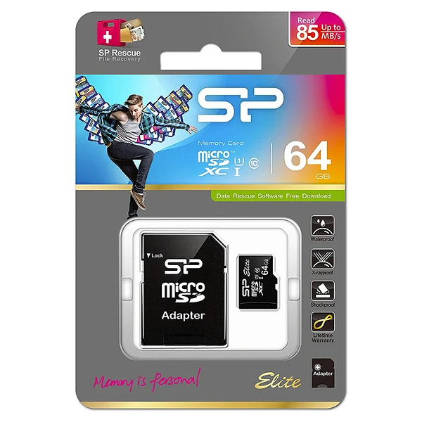 Карта памяти Micro SD с адаптером Silicon power SDHC Black
