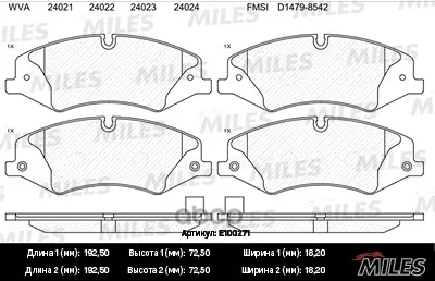 Колодки Тормозные Land Rover Discovery/Range Rover Sport 09- Перед. Semimetallic Miles E100271 Miles арт. E100271