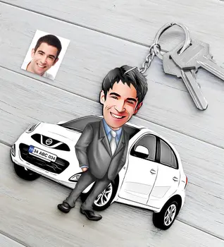

Personalized Mr Nissan Micra Figured Platter Wooden Cartoon Keychain