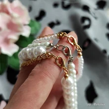 Collar con colgante de concha de amor para mujer, gargantilla de cadena de perlas Simple de 6MM de estilo Vintage, joyería de moda al por mayor