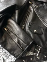 Jacket Short Winter Coat Faux-Leather Mozuleva Black Women Retro PU Turn-Down-Neck Loose