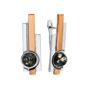 

Silver earrings with amber sunlight sample 925