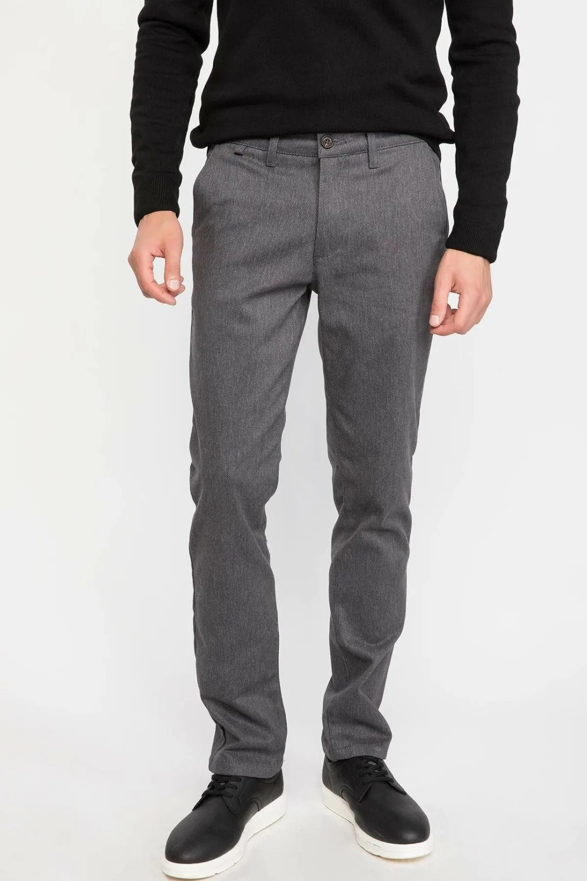 Дефакто мужские брюки бизнес прямые длинные брюки средняя талия сплошной цвет мужские брюки с Pockets-J1059AZ18WN