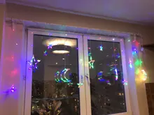 Lights Curtain-String Moon-Lamp Window-Decor Christmas Garland Fairy Icicle-Star LED