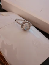 Anillo de compromiso de piedra lunar redondo único para mujer, Color plateado, Vintage, joyería de boda, regalo de aniversario