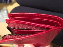 Billetera de cuero genuino para hombre y mujer, billetera pequeña Rfid, tarjetero, monedero rojo