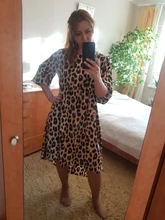 Printed Dresses Robe Bohemian Long-Sleeve VONDA Leopard Casual Women Vestidos Femme O-Neck