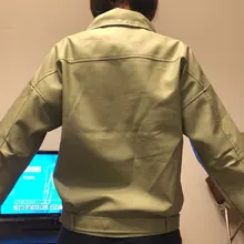 Women's Wild-Jacket Turn-Down-Collar Spring Zipper Black Fashion EAM High-Quality Loose