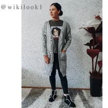 DICLOUD-cárdigan largo de moda para mujer, suéter de punto suelto Harajuku, chaqueta informal de color negro, abrigo de gran tamaño, otoño