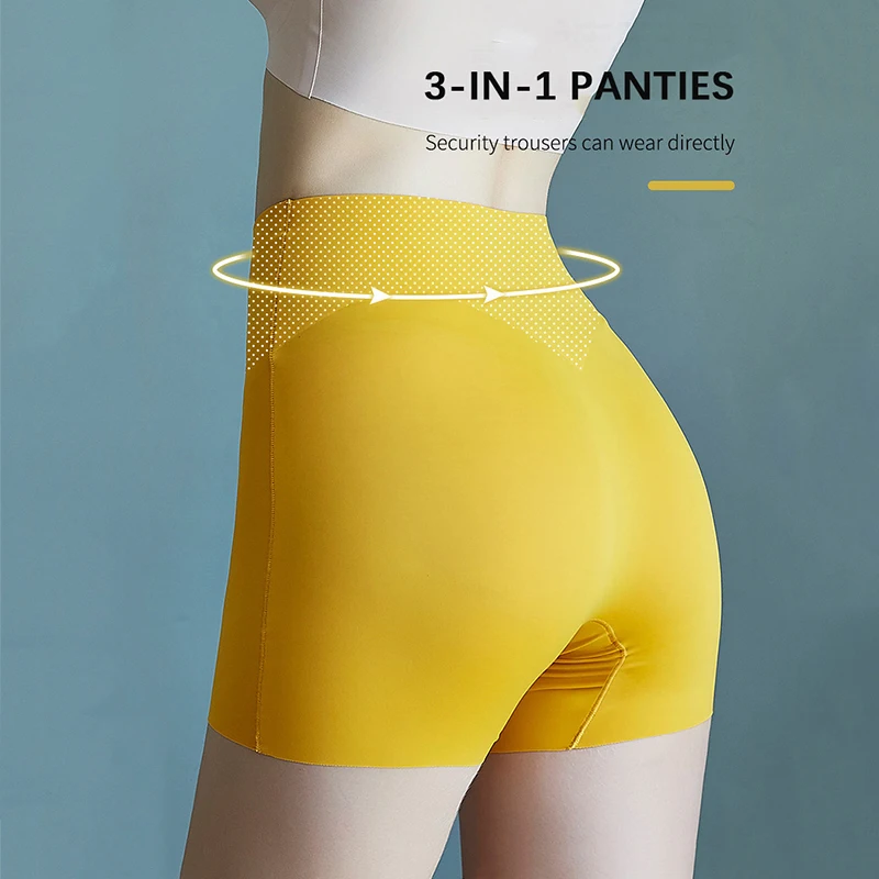 High Waist Underwear Safety Shorts High Waist Shorts High Waist Panties Seamless Panties Safety Pants Flarixa 2PCS 3 In 1 Women's