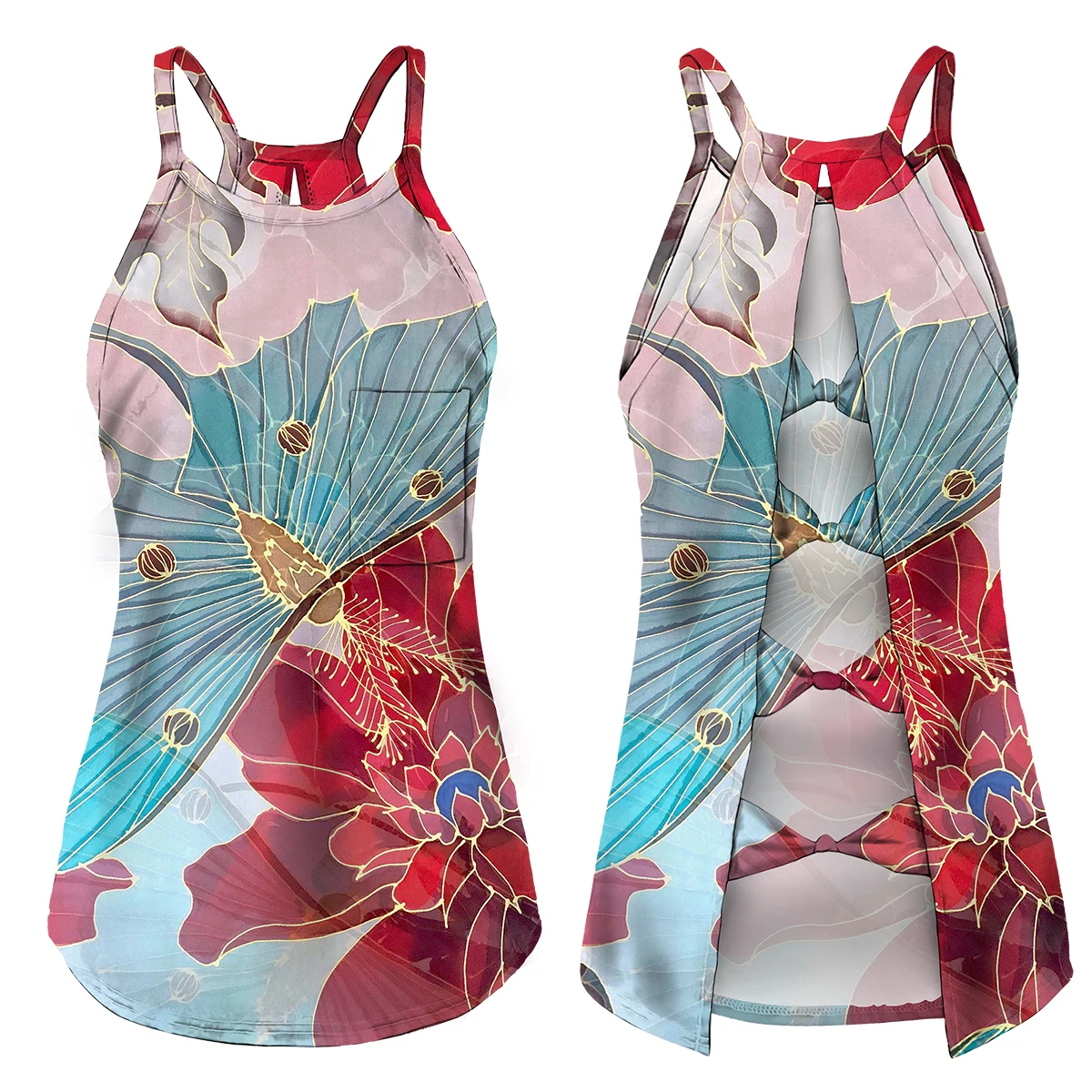cami top Summer Fashion Women 3D Butterfly Floral Printed Bow Tie Hollow Out Back Sleeveless Vests Streetwear Sexy Top Clothes Chalecos camisole bra Tanks & Camis