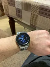 HQ-correa de reloj de acero inoxidable para Samsung Galaxy Watch, banda deportiva de SM-R800 de 46mm con extremo curvo, pulsera de plata y negro