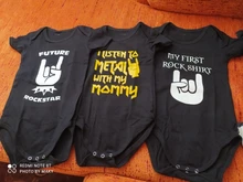 Body de manga corta para bebé recién nacido, mono de cuerpo completo con escucha de Metal con mi papá y mamá
