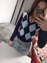 Suéter Vintage de manga larga con cuello en V para mujer, cárdigan corto de punto para otoño e invierno, estilo inglés, 2020