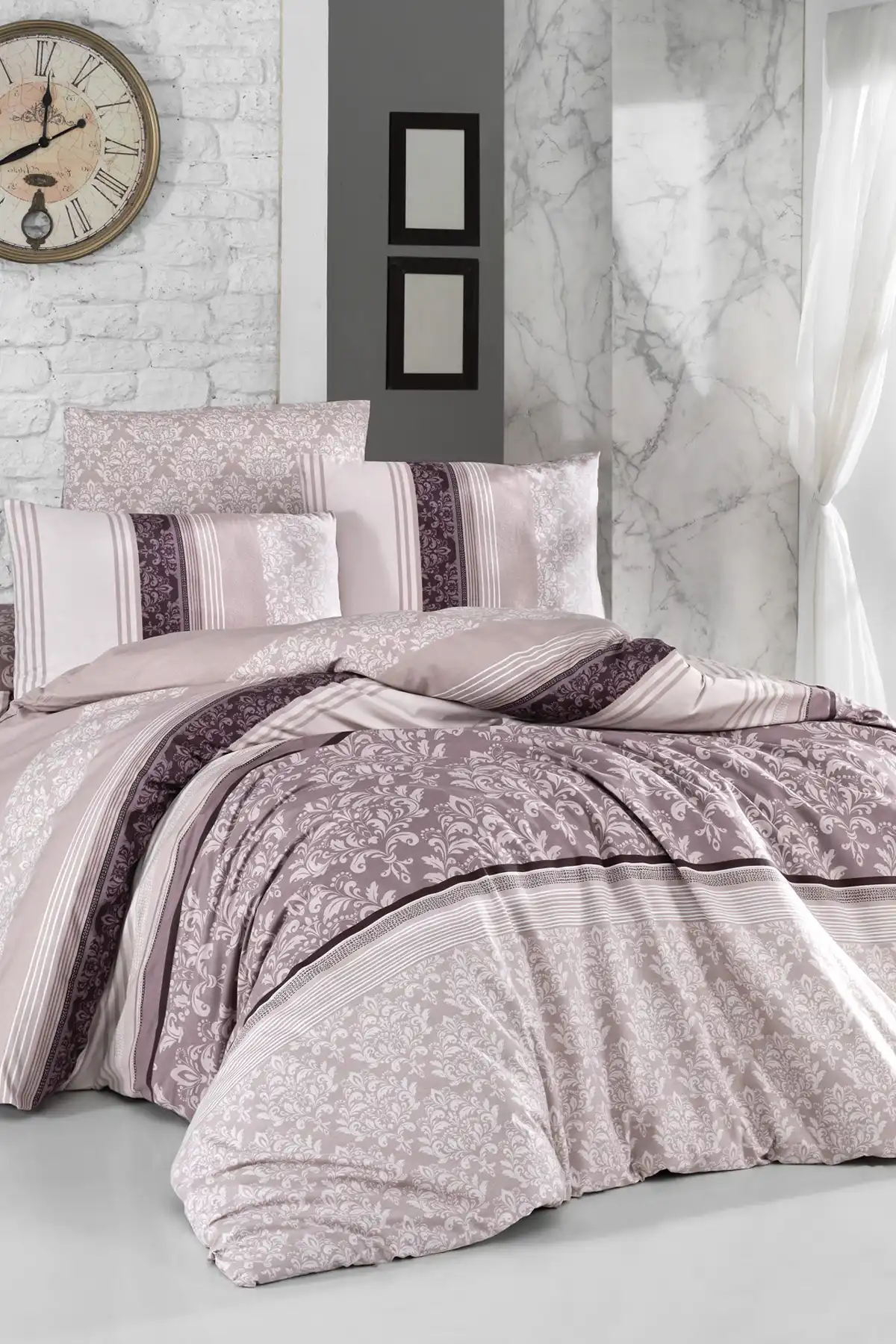 6 pièces Satin Parure de Couette Couverture Drap Housse Literie Chambre King Double Complète.