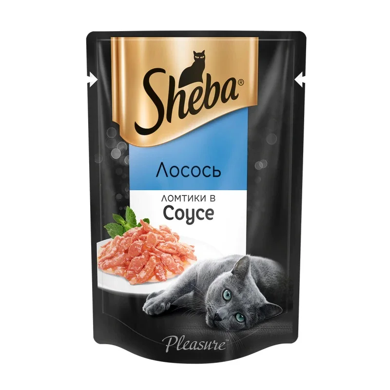 Влажный корм для кошек Sheba в соусе с лососем 24 шт по 85г. | Дом и сад