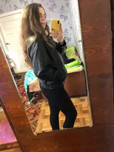 Jacket Women Basic-Coat Moto Aelegantmis Faux-Leather Plus-Size Winter Outerwear Autumn