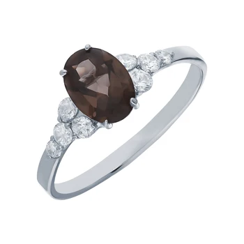 

Silver ring with раухтопазами and cubic zirconia sunlight sample 925