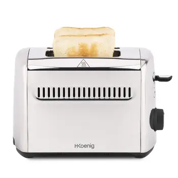 

H.Koenig TOS9 toaster 950 W, 2 long slots, Ideal for Baguets or long slices, 7 levels, 3 Functions: heat, Recal