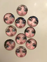 Botones a presión de 18mm para cara de niña, 10 Uds. Redondas mixtas, foto de cristal, cabujón, estilo para pulseras a presión de 18mm, regalo de joyería
