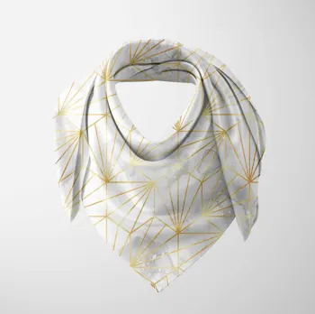 

Else Black Golden Yellow Abstract Lines Geometric Printed Square Rayon Fabric Neck Head Floral Pattern Scarf Scarves Women Hijab