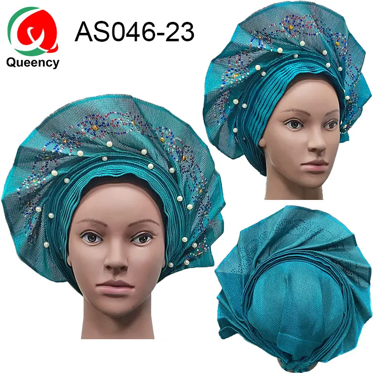 AS046-DHL мода авто геле Нигерия ручной работы головные уборы камни с бисером для свадьбы и вечеринки - Цвет: AS046-23