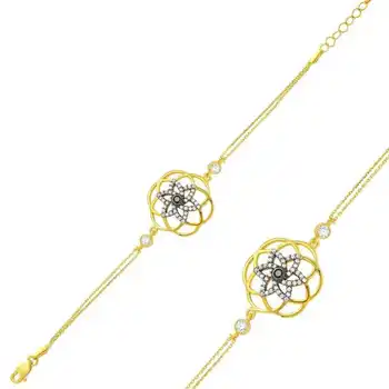 

KUTAYDAN 925 Sterling Silver Yellow Flower of Life Womens Bracelet