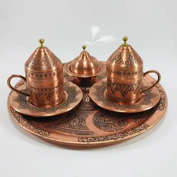 

Turkish Coffee Set, Traditional Turkish Coffee Cups and Copper Coffee Pot , Engraved Copper , Handmade 100% copper