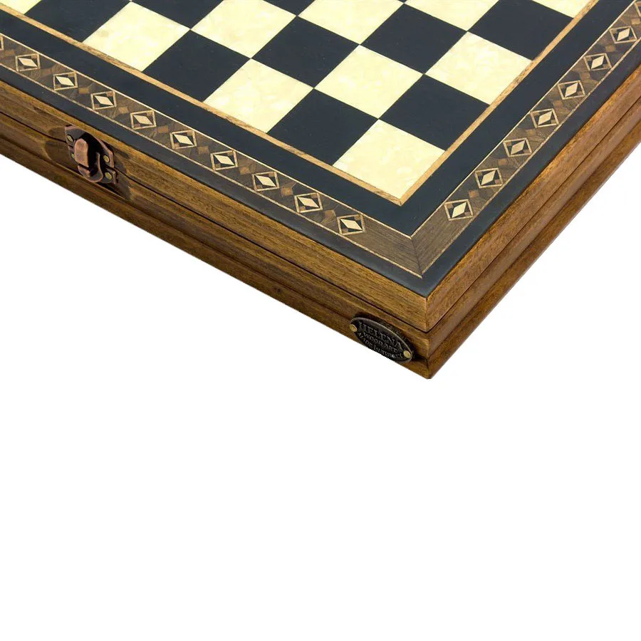 

14'' Hero Chess Set Wooden Handmade Natural Black Veneer Checker Board With Metal Figures High Quality Gift Items Chessboard