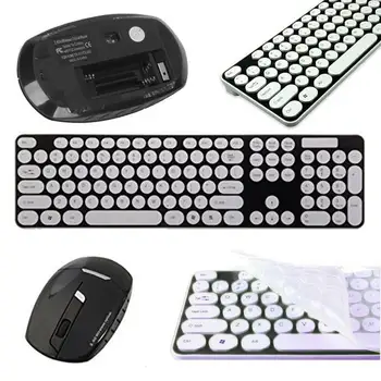 

Wireless keyboard wireless mouse USB receiver batteries cover silicone