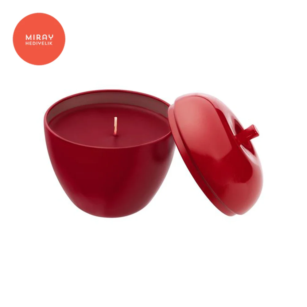 IKEA Winter Fashion Christmas Decor Scented Candle In Metal Tin Red Apple Design 2022 Vanilla Aroma Cinnamon | Дом и сад