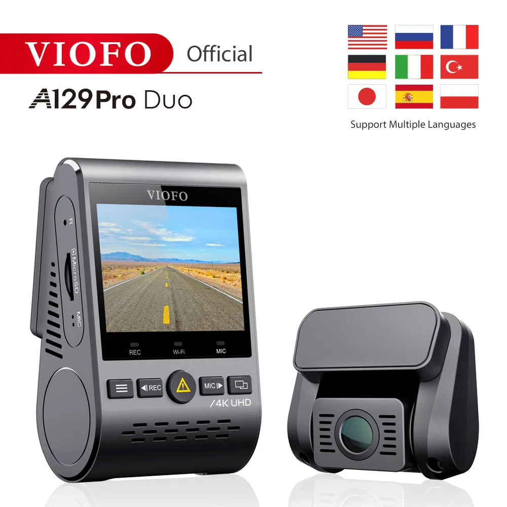 Skup 4K DVR podwójny wideorejestrator VIOFO A129 Pro Duo 3840*2160P ultra hd 4K przednia kamera samochodowa Sony 8MP czujnik GPS Wi Fi kamera samochodowa g sensor
