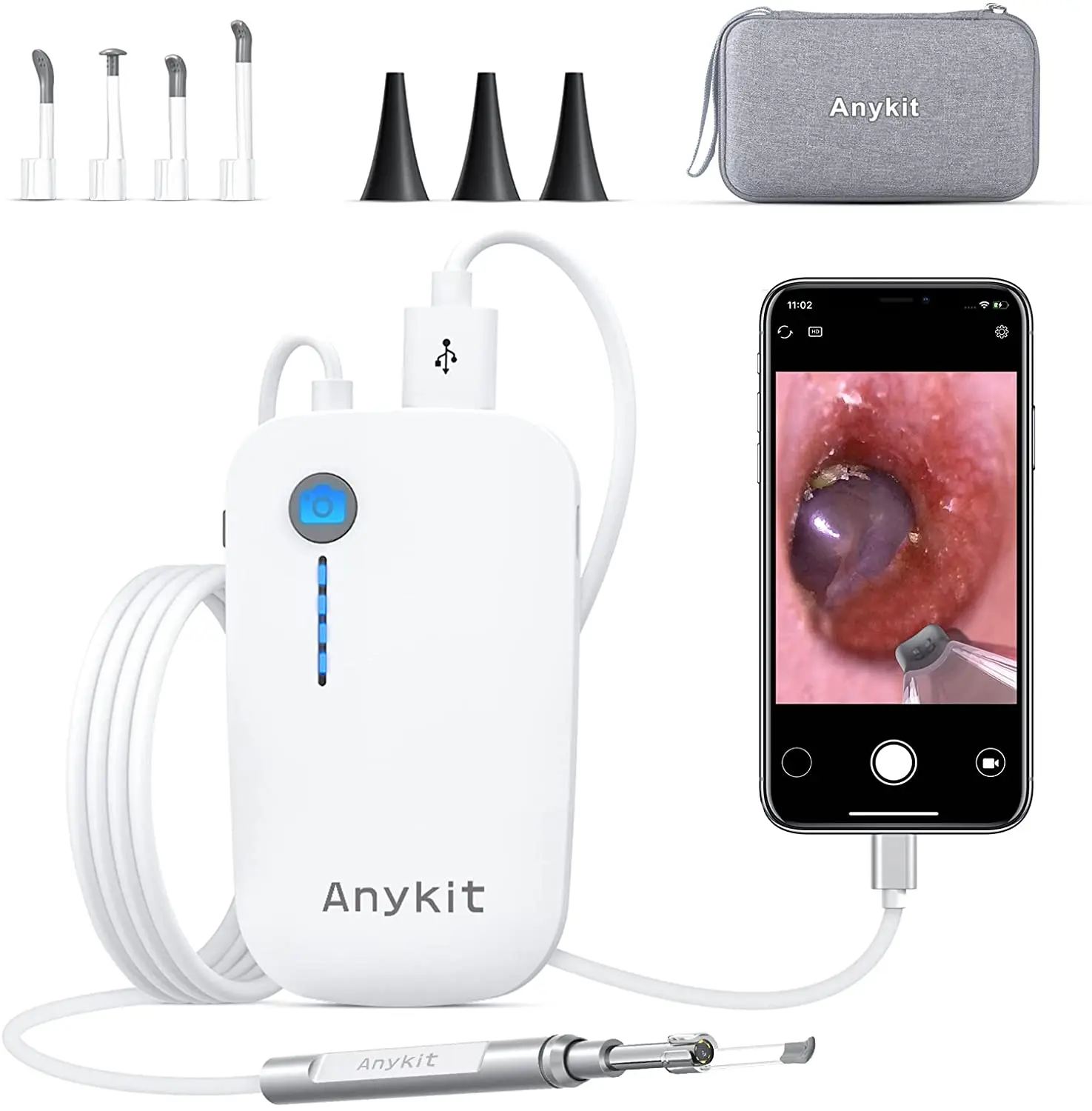 Anykit Wifi Ear Wax Removal Cleaning Clear HD Visual Otoscope Camera
