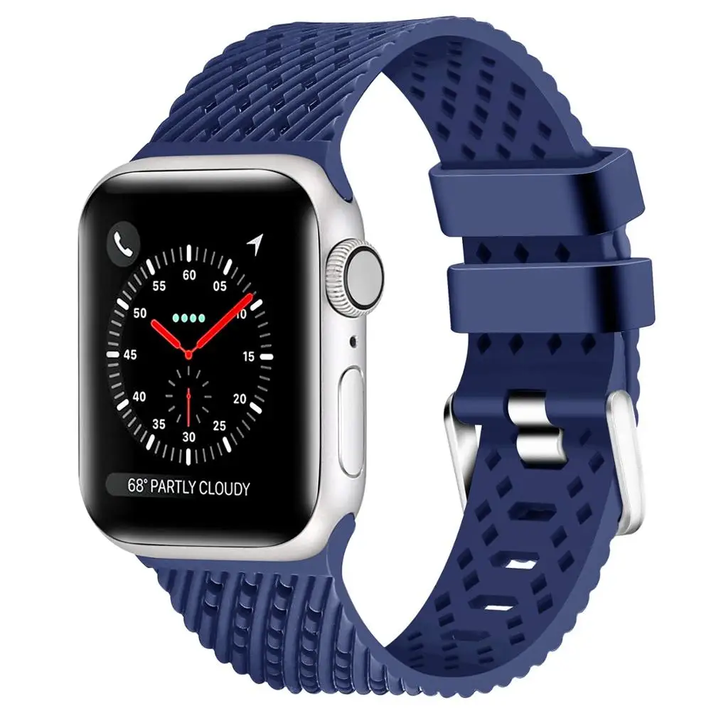 blue Силиконовый ремешок для Apple watch 5 ремешок 44 мм 40 мм iwatch ремешок 38 мм 42 мм ромбический узор ремешок для часов Браслет Apple watch 4 3 2 1 38 - Цвет ремешка: blue