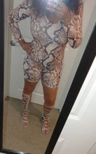 HAOYUAN-mono Sexy con estampado de serpiente para mujer, ropa a la moda, Body para discoteca, monos de manga larga con escote en V, monos cortos