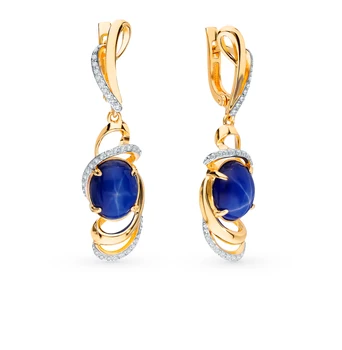 

Gold earrings with star sapphires and diamonds sunlight sample 585
