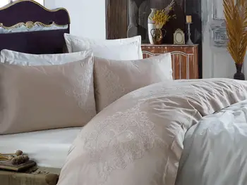 

Ruching Hanzade Embroideried Cotton Satin Duvet cover set