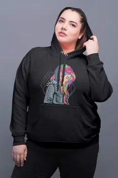 

Angemiel Wear Rainbow Hair Girl Black Women Hooded Sweatshirt