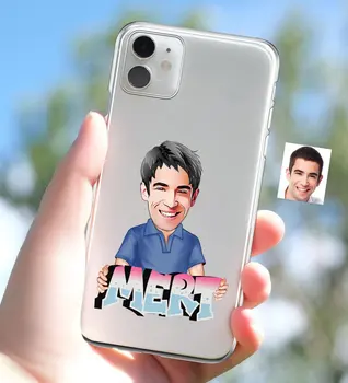 

Personalized Men 'S Is Caricature of iPhone 11 Thin Transparent Silicone Phone Kapağı-1