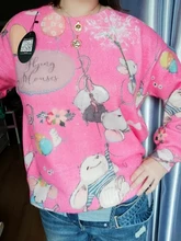 Sweater Pullover Embroidery Animal Knitting Harajuku Fluffy Cartoon Women Kawaii Warm