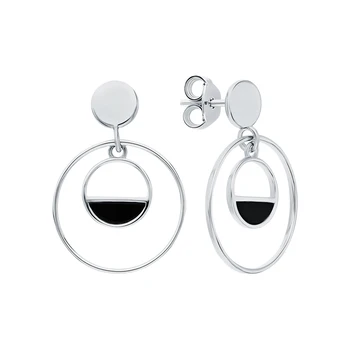 

Silver earrings with Onyx sunlight sample 925